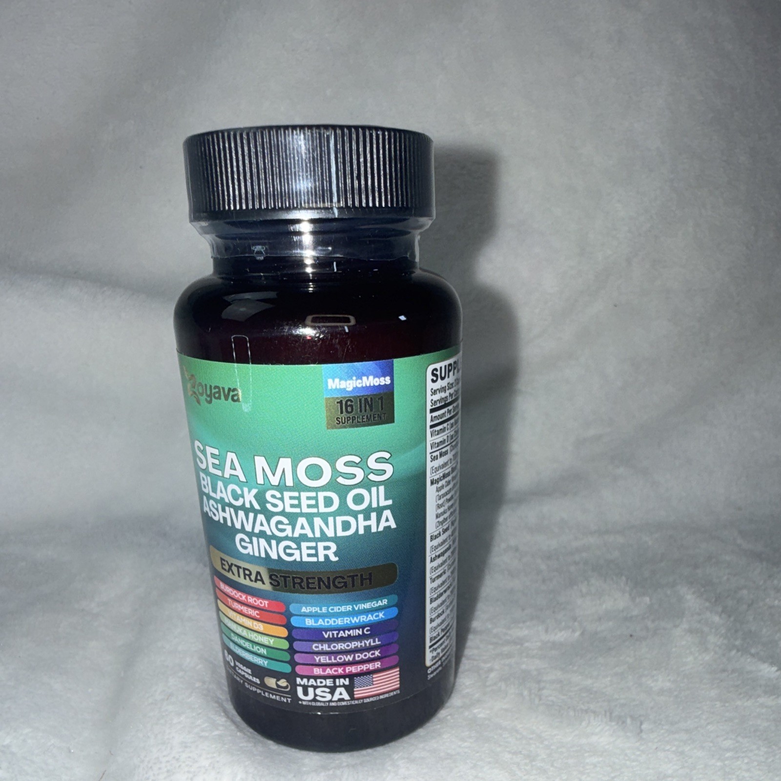 Zoyava Sea Moss + Black Seed Oil Ashwagandha Ginger Immune Extra 60 Caps