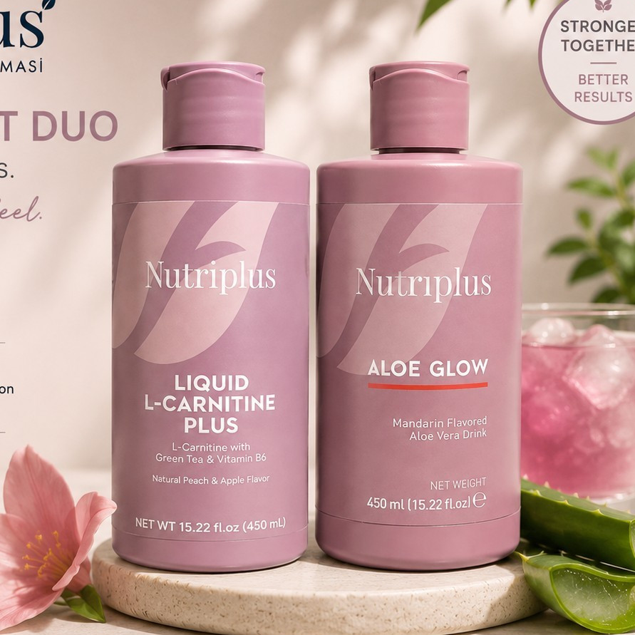 Nutriplus by Farmasi Liquid L-Carnitine + Aloe Drink Mandarin 450mL Duo