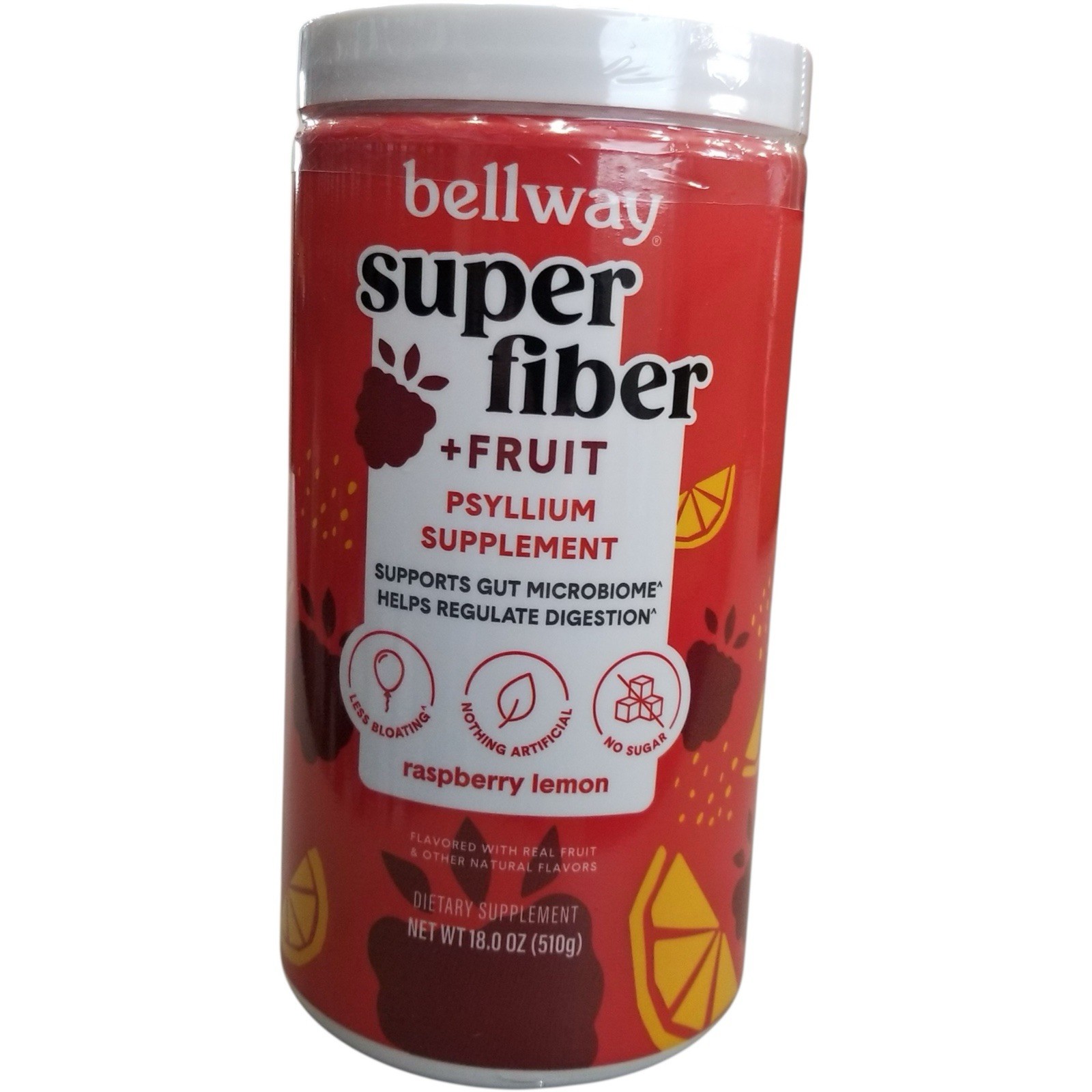 (4x) Bellway Super Fiber + Fruit Psyllium Raspberry Lemon 18oz Each Ex: 9/2026