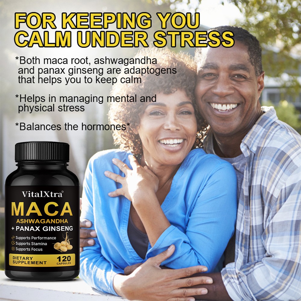 Maca Root with Ashwagandh – 2X Potency Natural Energy Booster 30/60/120 Caps