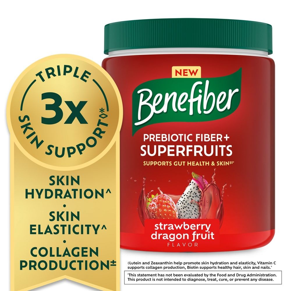 Benefiber Prebiotic Fiber + Superfruits Powder, Strawberry Dragon Fruit, 8.8oz