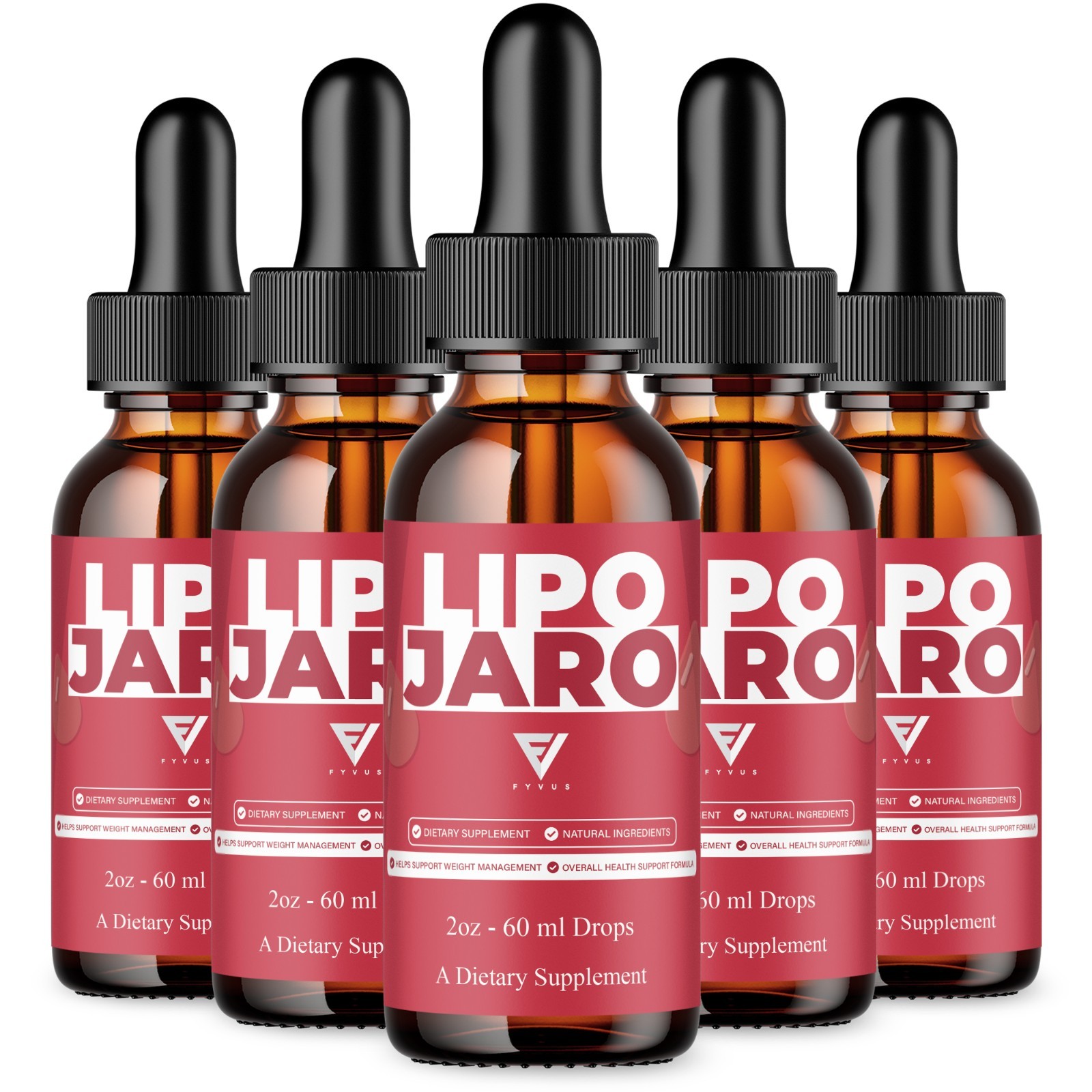 (5 Pack) Lipo Jaro Drops, Lipo Jaro Premium Weight Management Supplement (10oz)