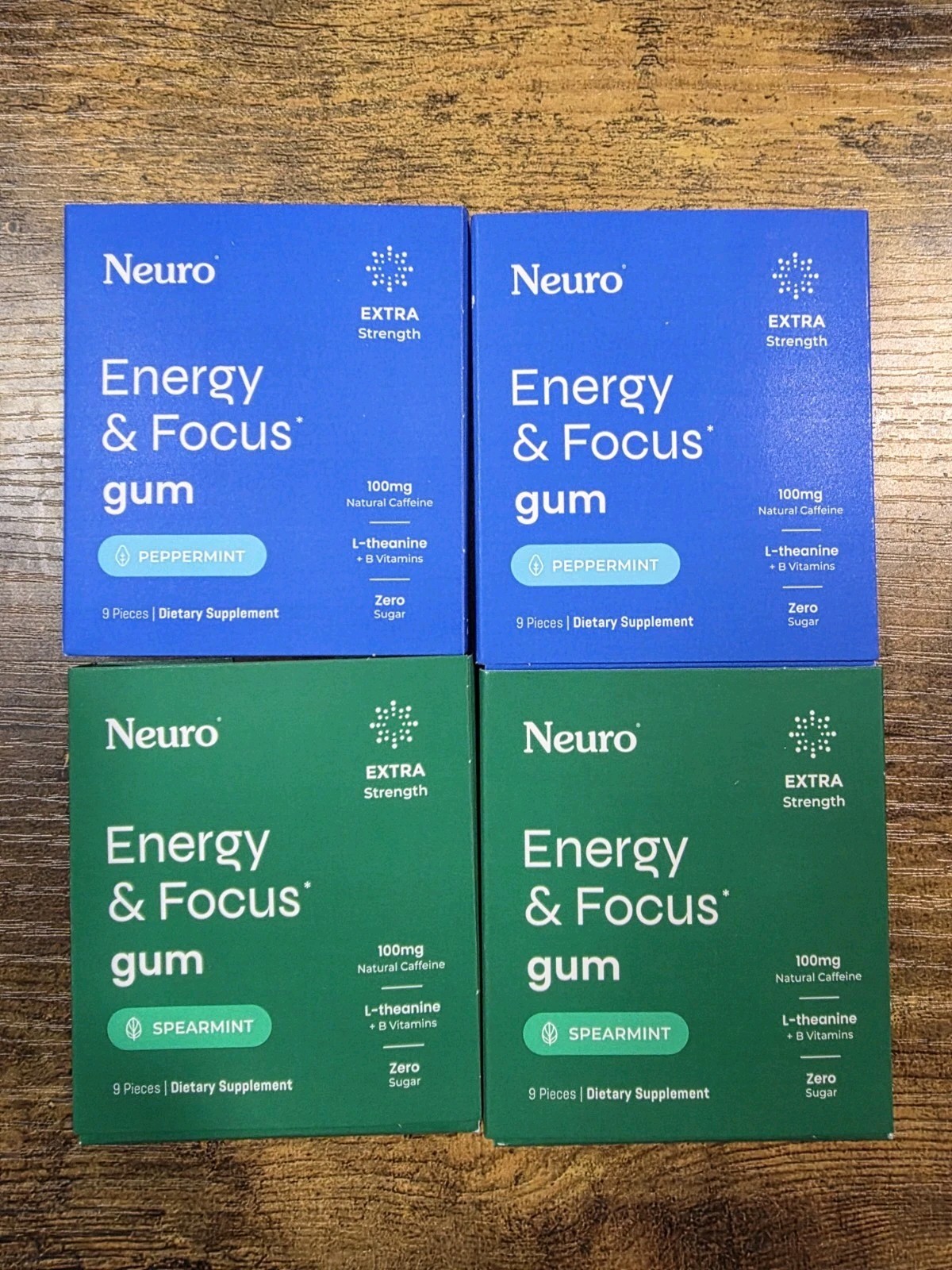 Neuro Gum Extra Strength B-12 Nootropics Caffeine 4pk 36 pcs Boost Energy &Focus