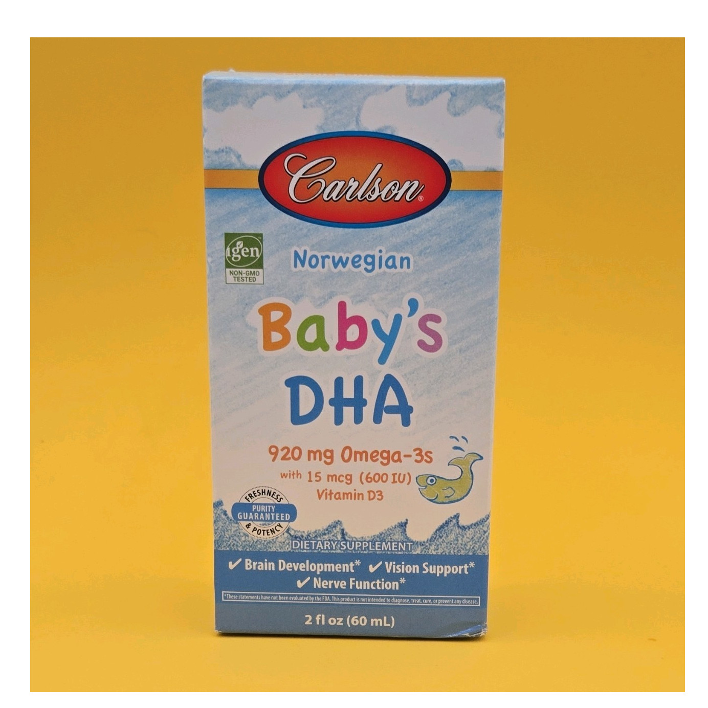 Carlson Norwegian Baby’s DHA Omega-3s + Vitamin D3, Norwegian Fish Oil, 1 fl oz
