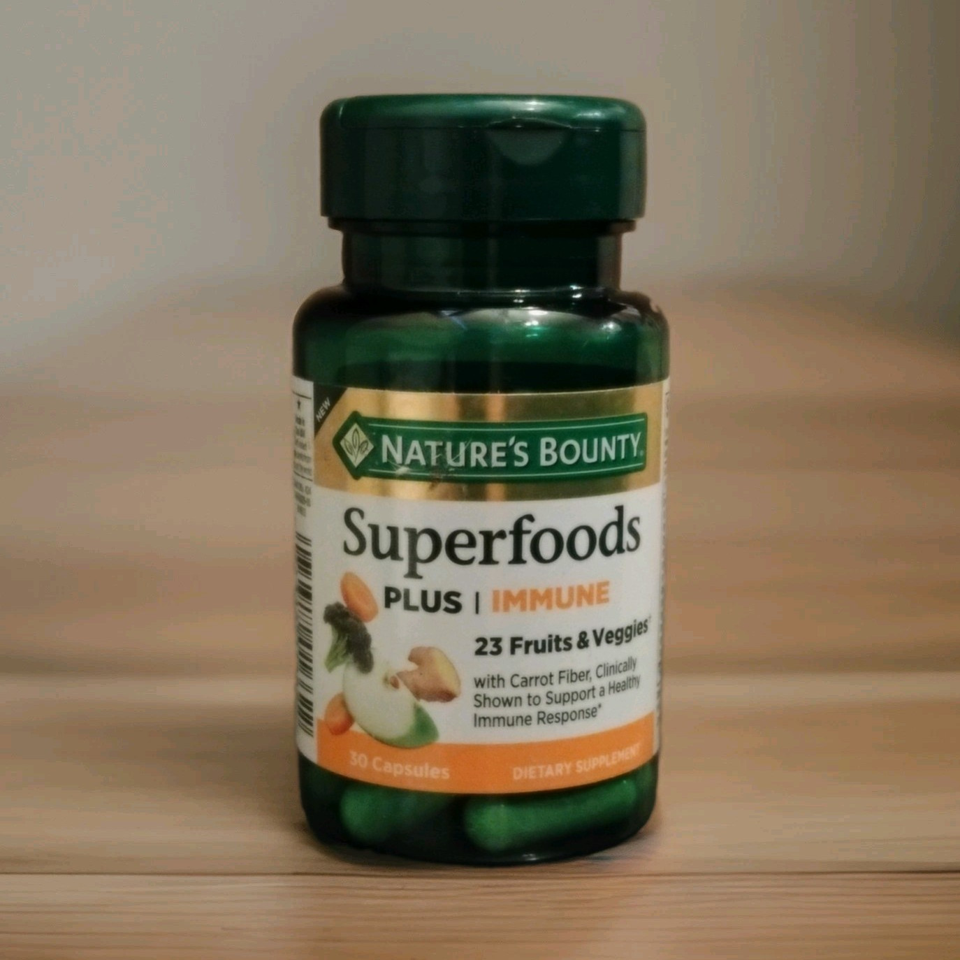 Nature’s Bounty Superfoods Plus Immune Support Capsules, Organic Blend, 30 Ct
