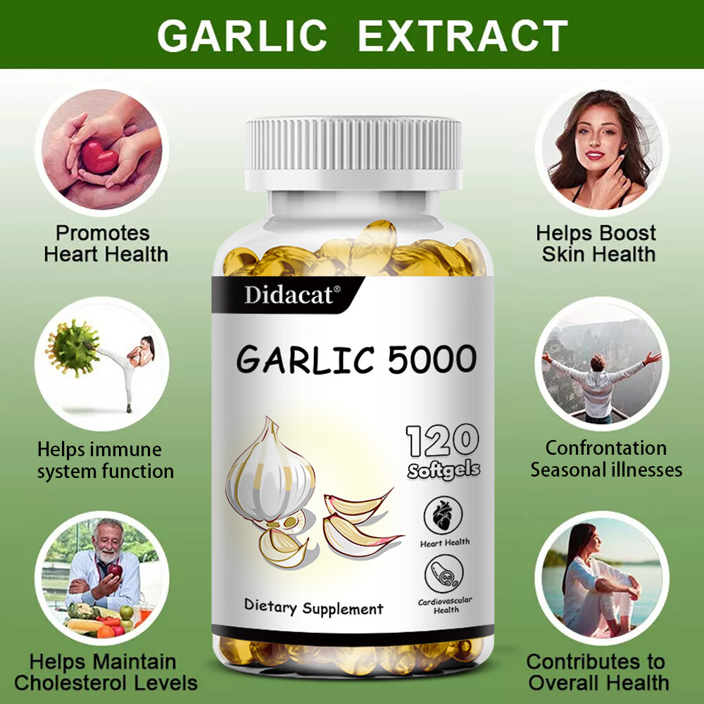 Garlic Fresh Extract 5000 mg Cholesterol Health supp Antioxidant Pills gel