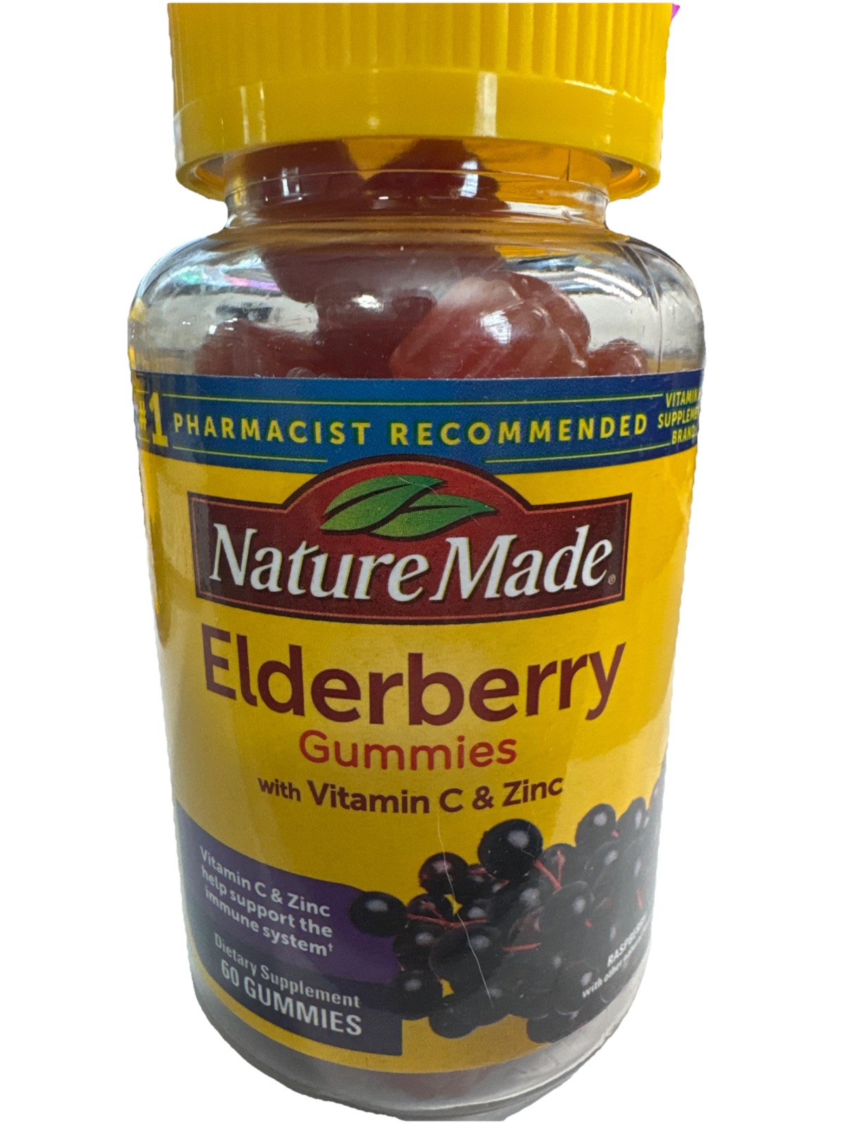 2 Nature Made Elderberry with Vitamin C & Zinc Raspberry Flavor 80 Ct Exp 8/2026