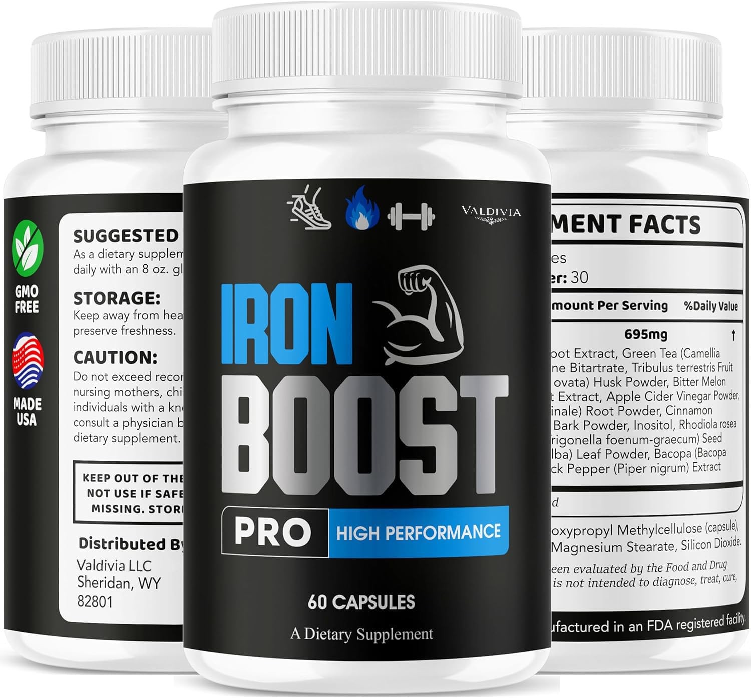 Iron Boost Pro Iron Supplement Capsules Energy Anemia Support 5 Pack 300Ct