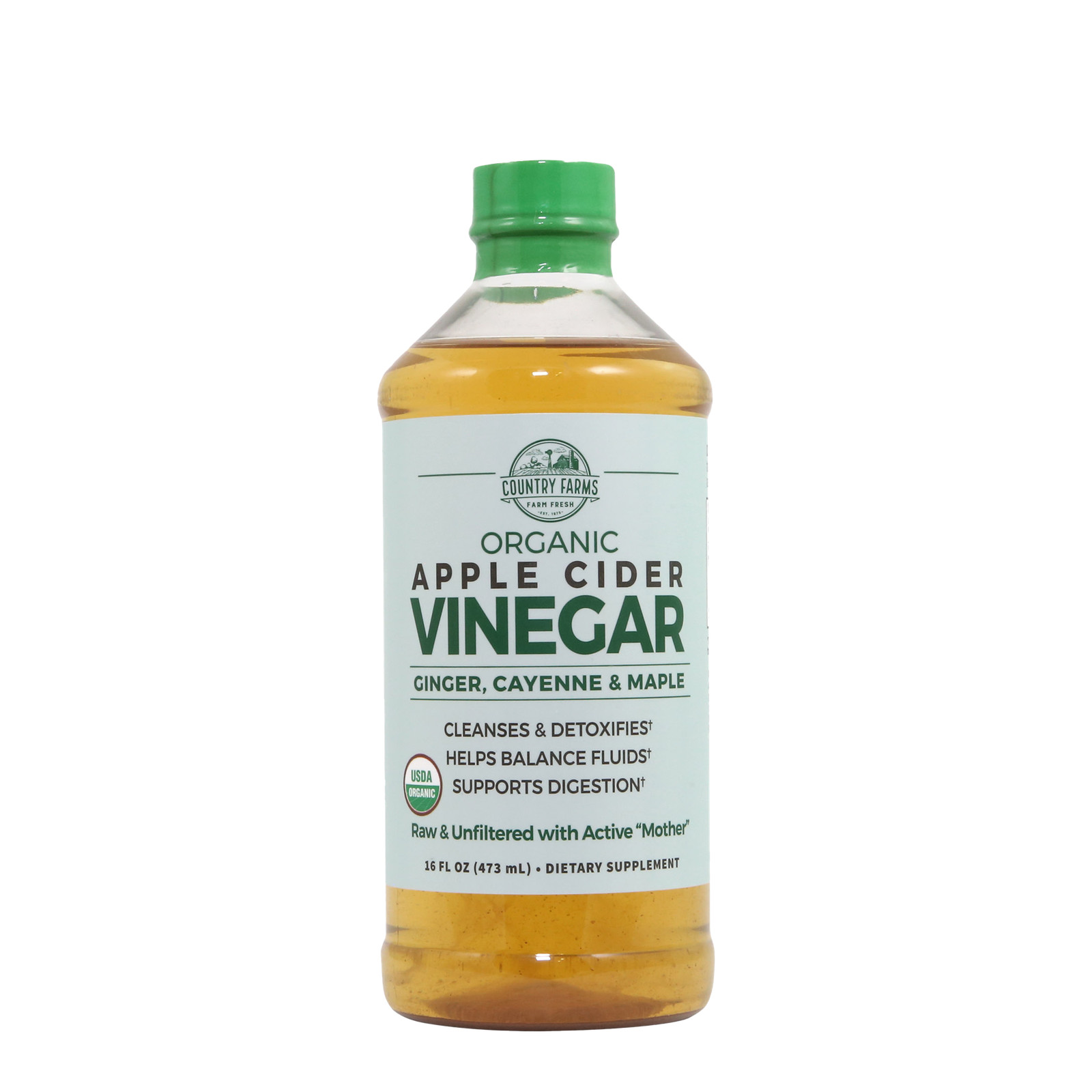 Organic Apple Cider Vinegar – Ginger, Cayenne & Maple – 16 fl oz. (32 Servings)