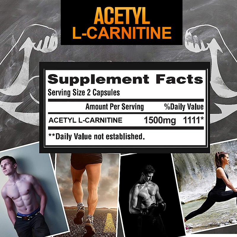 Acetyl L-Carnitine Capsules 1500mg High Potency Brain Energy Support 120 Pills