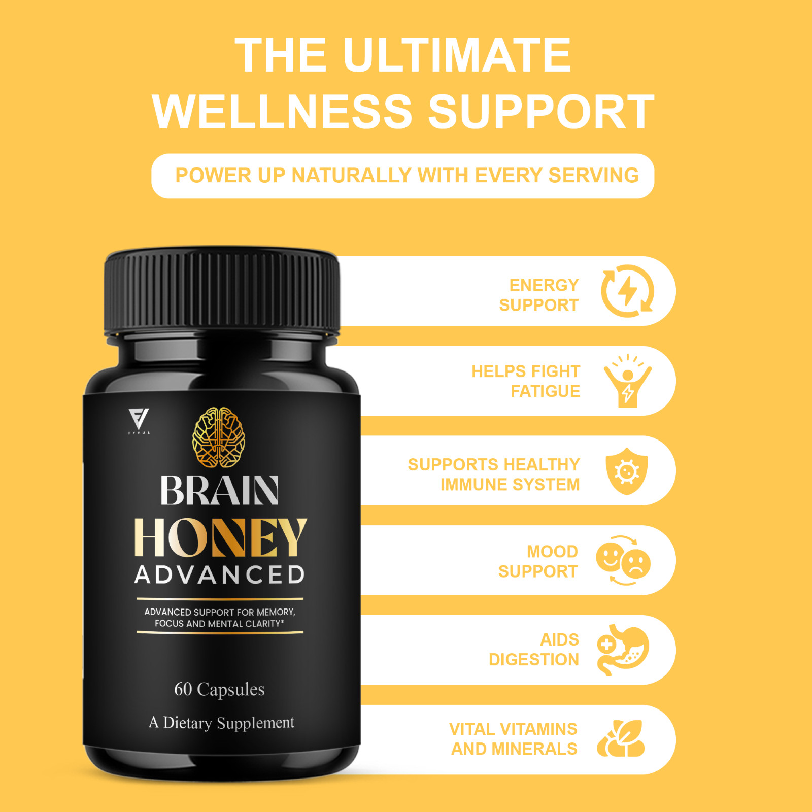 (2 Pack) Brain Honey Advanced Nootropic Supplement, Brain Honey (120 Capsules)