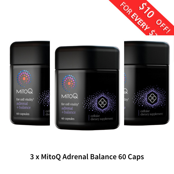 3 x MitoQ Adrenal +Balance 60 Capsules Free Shipping from NZ