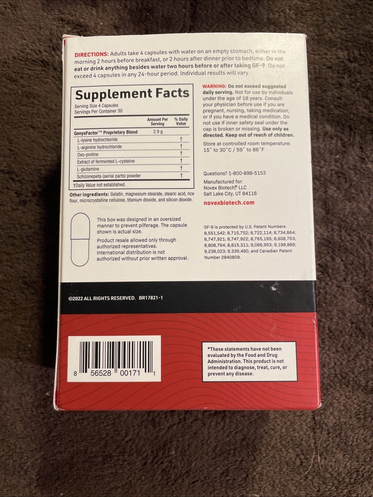 Novex Biotech GF-9 Dietary Supplement – 120 Capsules Exp 04/2026