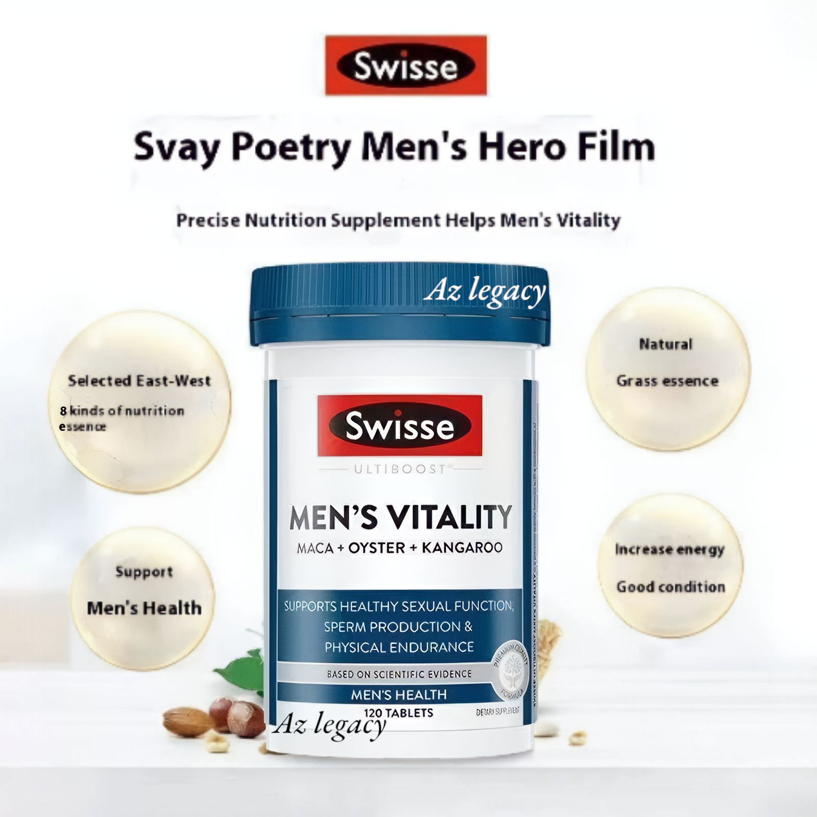 Swisse Ultiboost Men’s Vitality Maca + Oyster + Kangaroo 120Tablets BUY 3 FREE 1