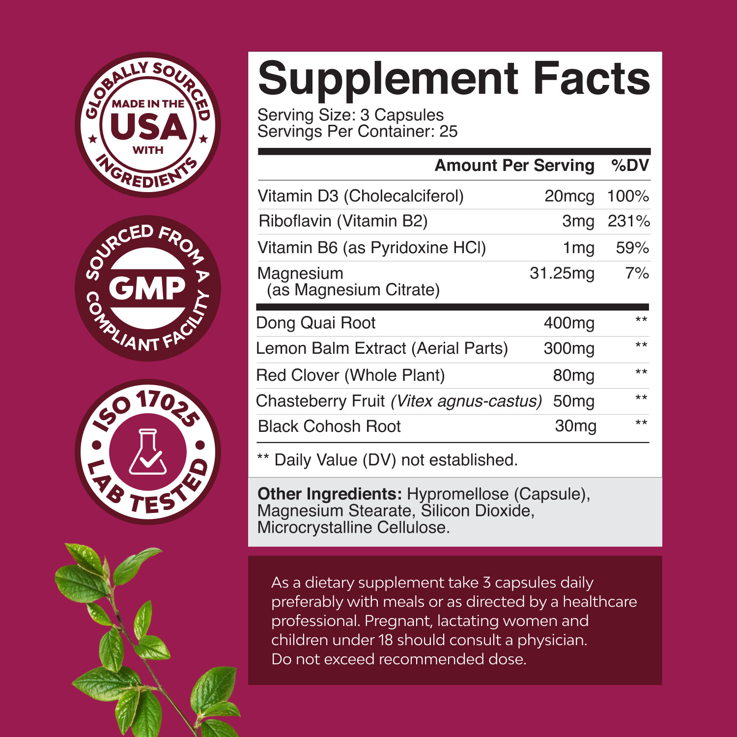 Complete Herbal Menopause Supplement for Women – Soy Free Hormone Balance 75ct