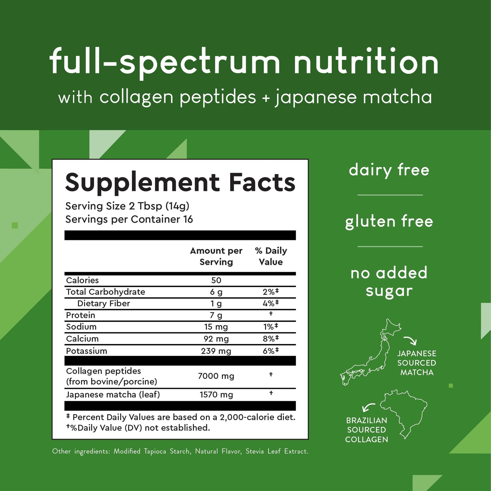 Matcha Hydrolyzed Collagen Peptides Powder Japanese Matcha Green Tea for Gut He