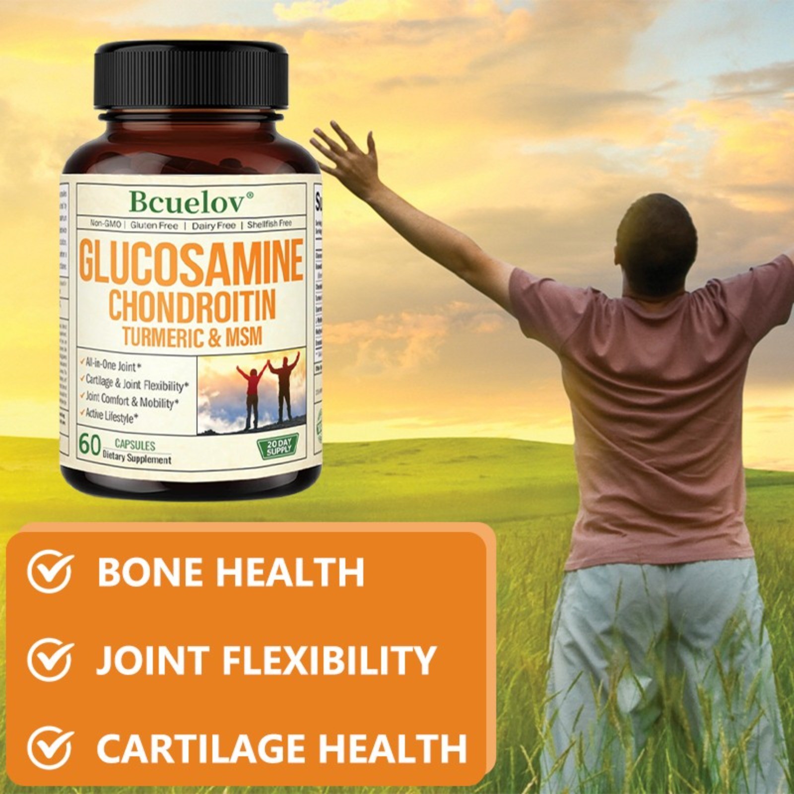 Triple Strength 2100mg Glucosamine Chondroitin MSM With Turmeric Joint Support