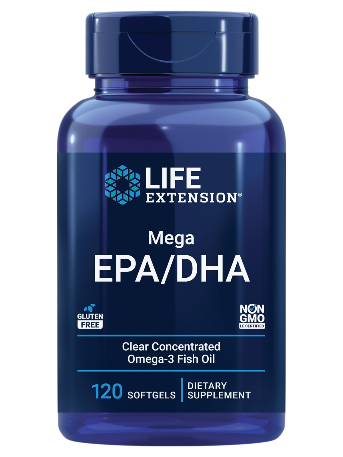 Life Extension Mega EPA/DHA, Omega-3 Fatty 120 Count (Pack of 1), Dark Brown