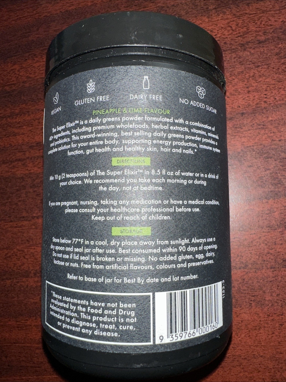WelleCo Super Elixir Daily Greens Pineapple/Lime 10.5oz EXP 2/2027 SEALED