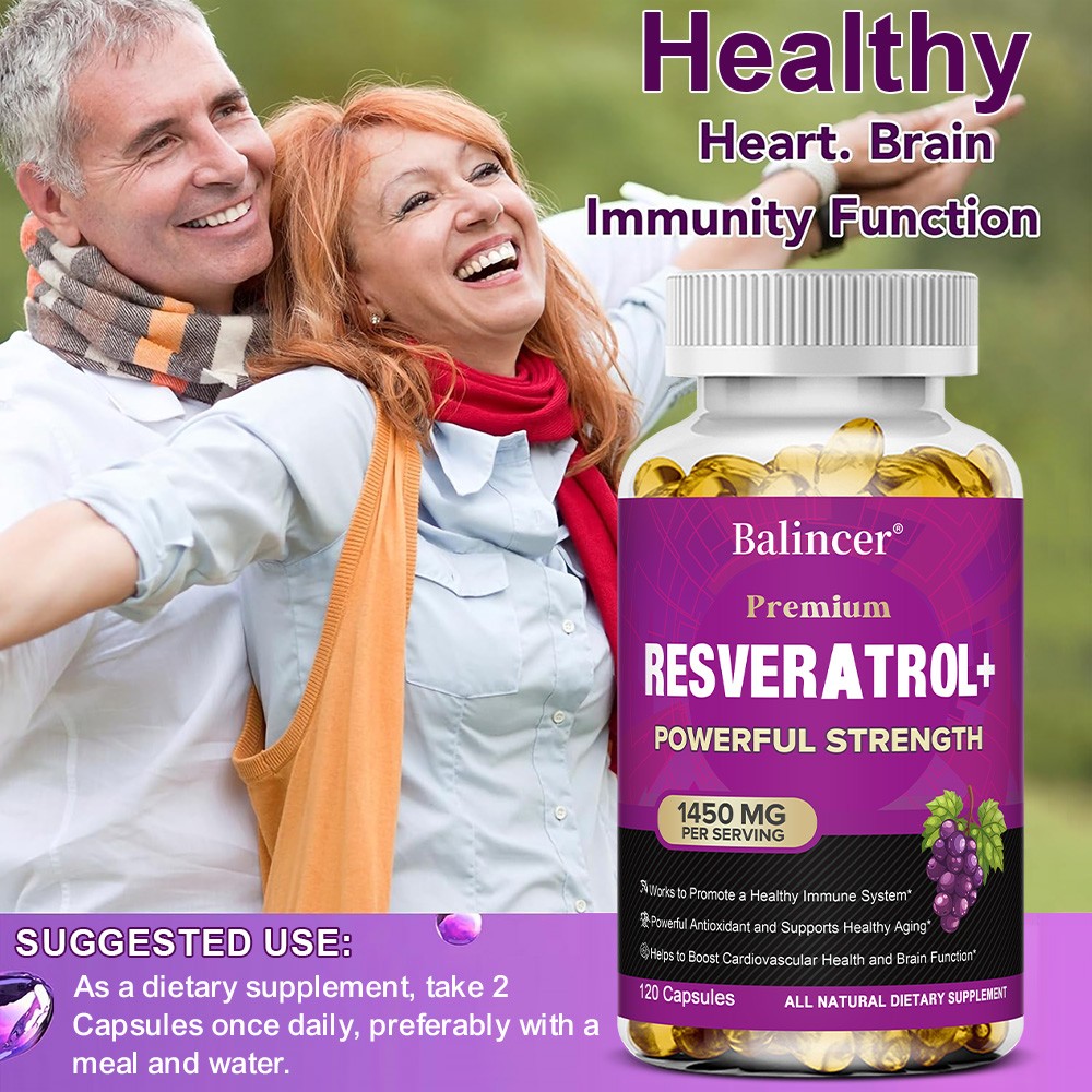 Resveratrol Antioxidant Supplement Vitamin C 605 mg for Heart Skin Brain Health