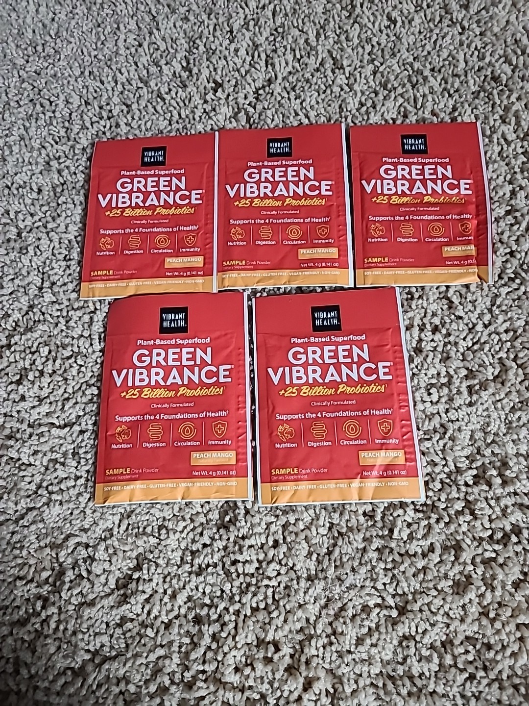 Vibrant Health Green Vibrance Peach Mango Travel Size Sample (X5 Packets)