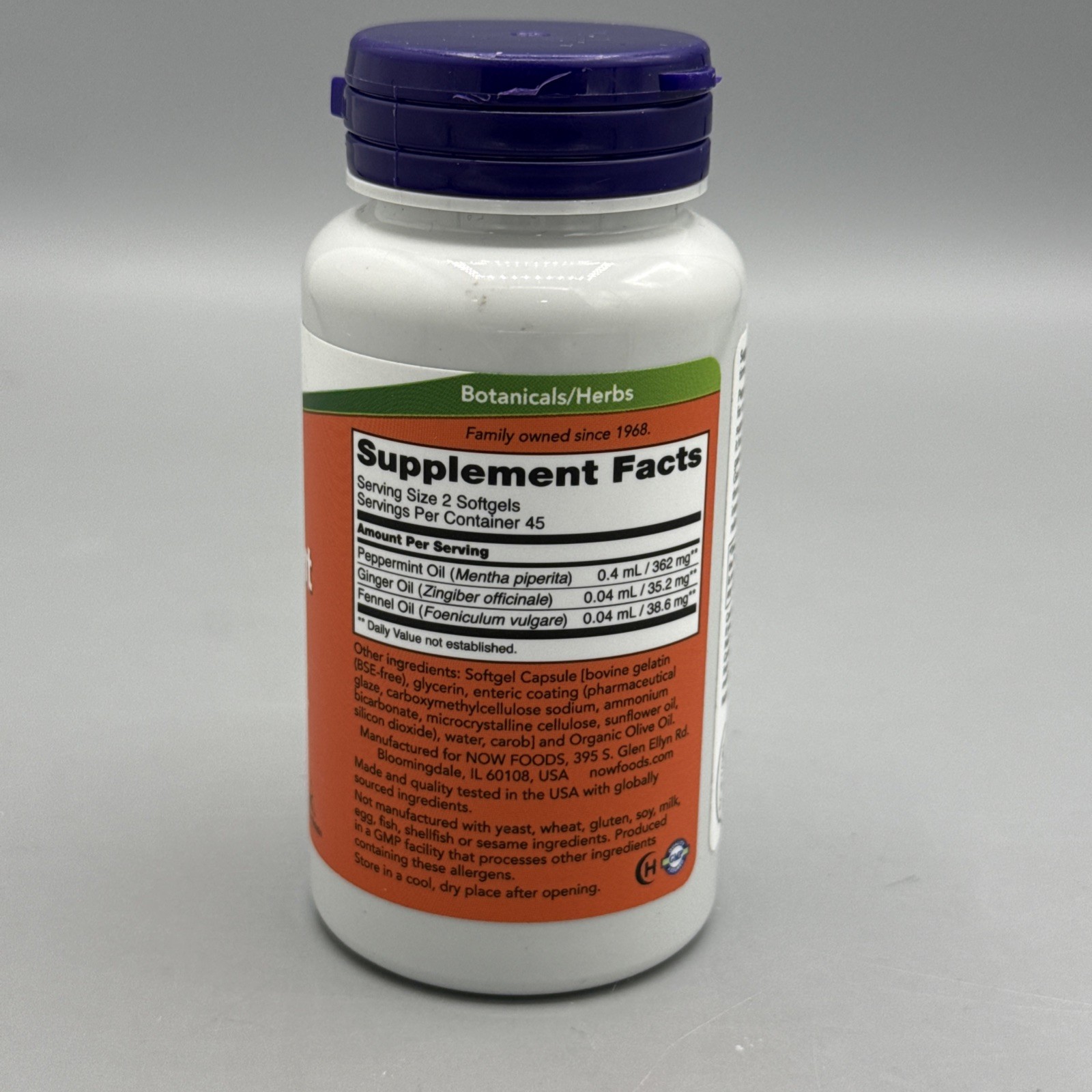 NOW FOODS Peppermint Gels 90 Softgels New 9/2029