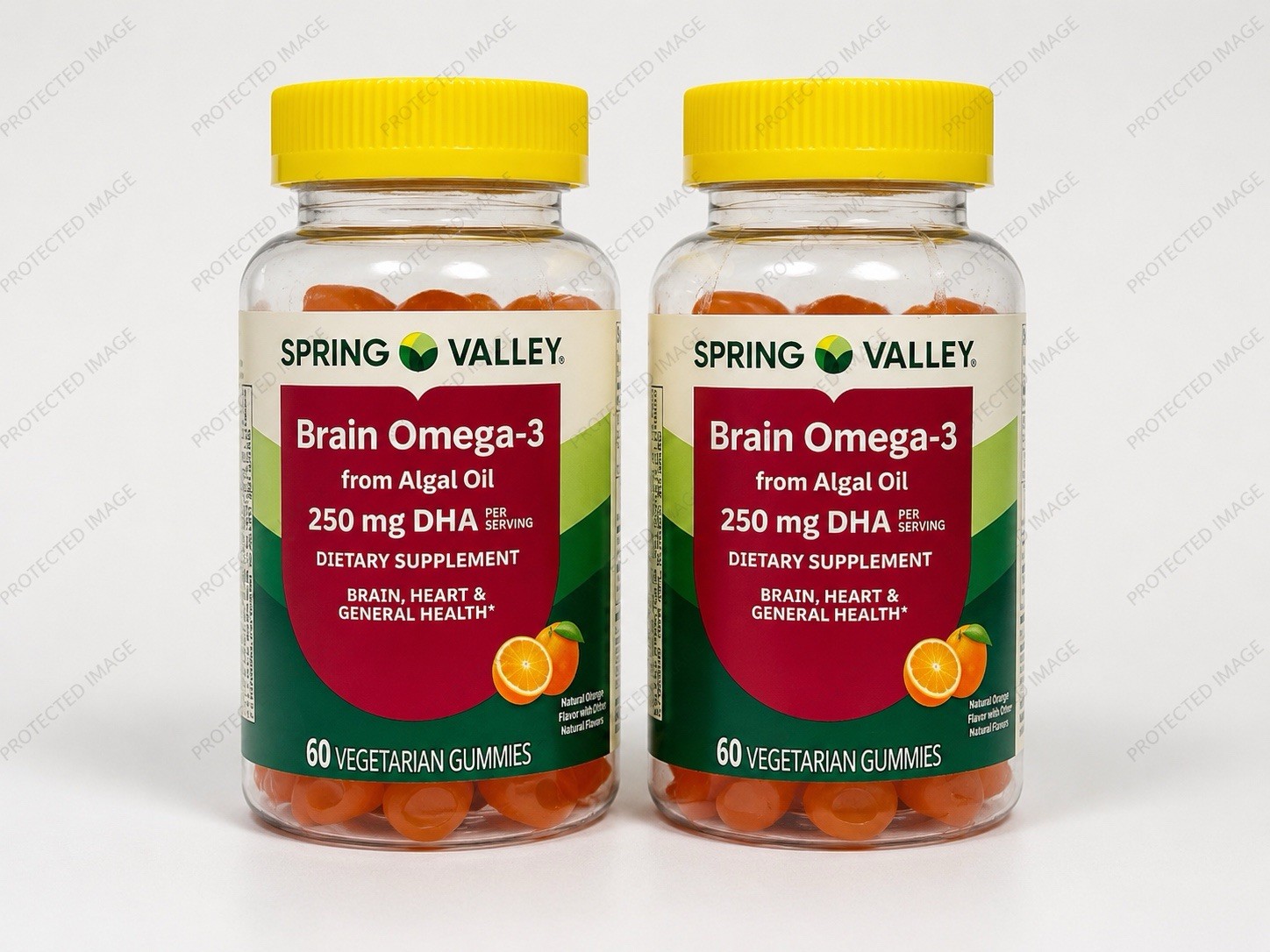 Spring Valley Brain Omega-3 Gummies 2-Pack 250mg DHA Vegetarian Gummies 60