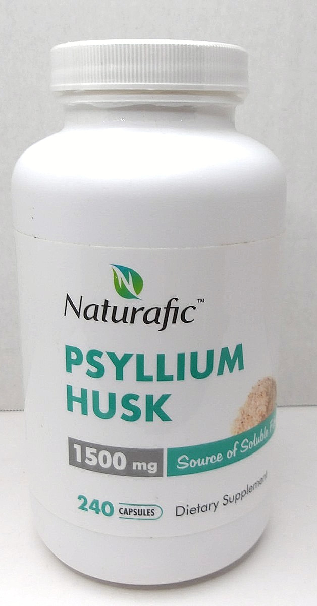 Naturafic Psyllium Husk 1500 mg, Natural Fiber Supplement, 240 Capsules