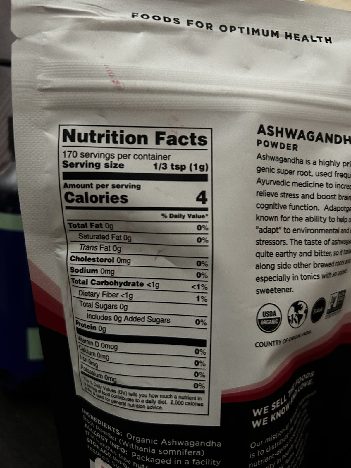 Ashwagandha Root Powder, Stress Adaptogen Energy & Immunity Boost