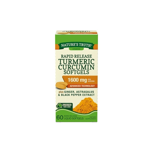 Nature’s Truth Turmeric Curcumin with Ginger 1600mg Rapid Release Softgels 60 Ct