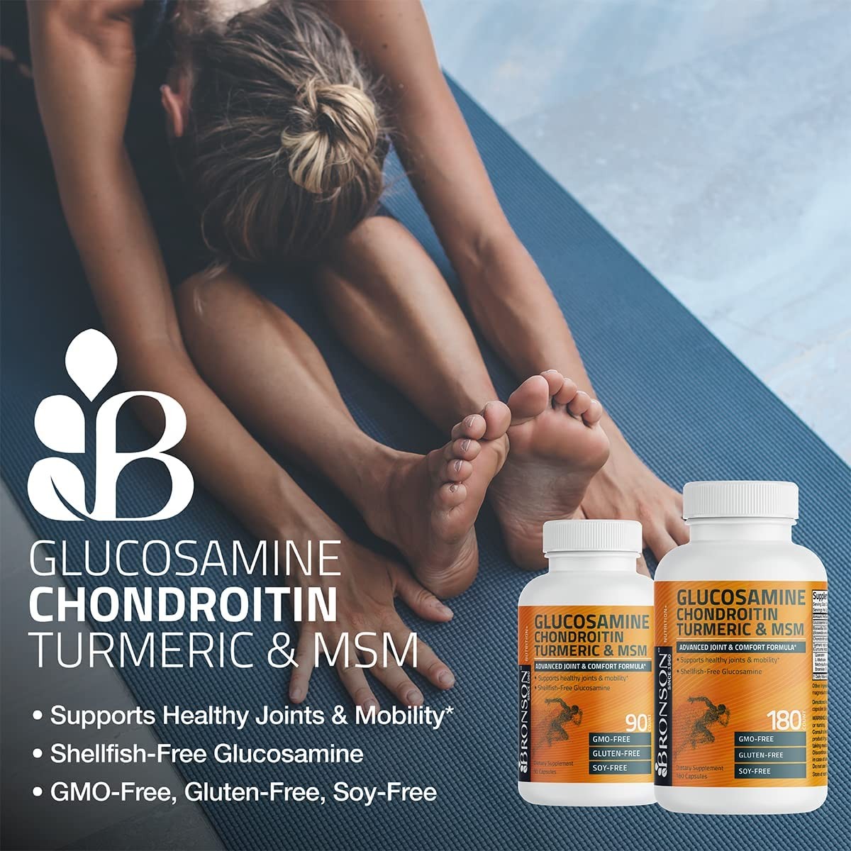 Bronson Glucosamine Chondroitin Turmeric & MSM Advanced 60 Count (Pack of 1)