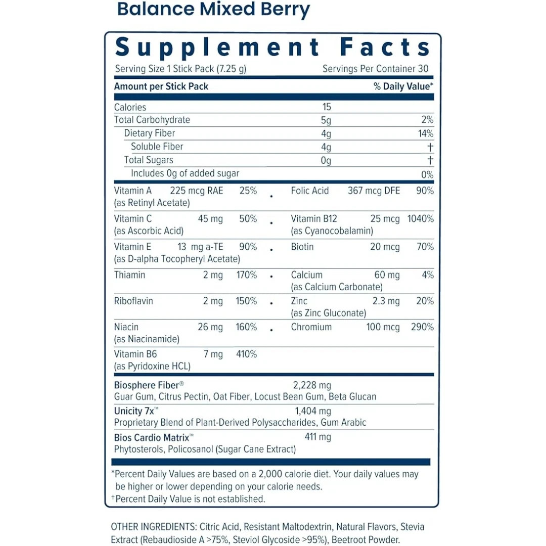 Unicity Balance NATURAL Mixed Berry, 30 Stick Packs
