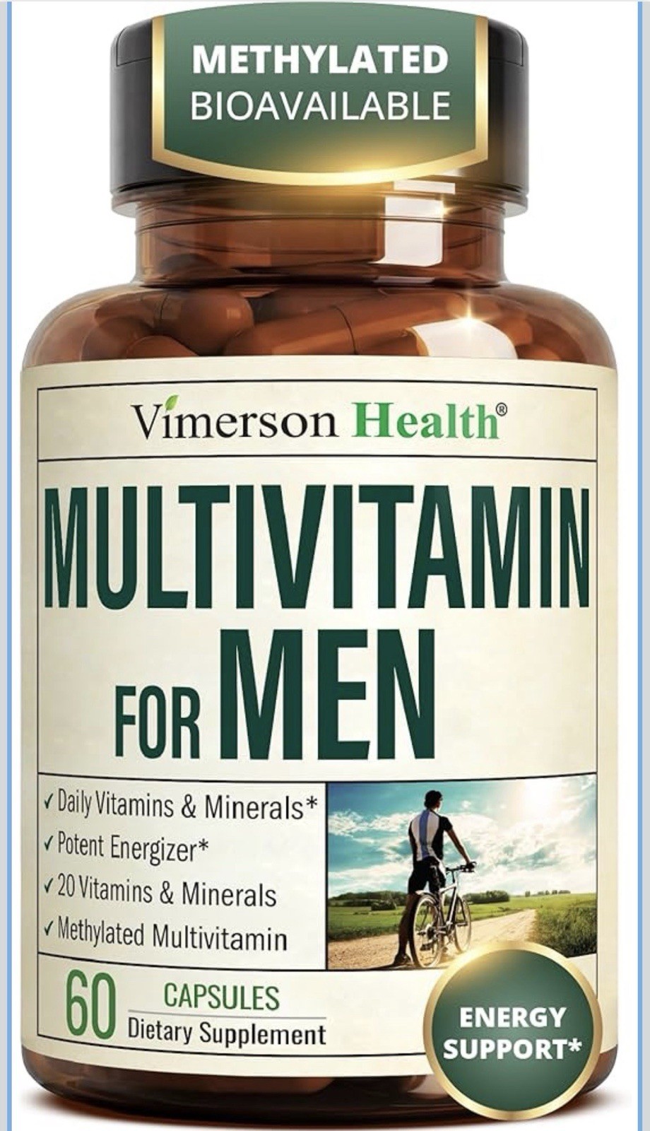 Vimerson Health Methylated Multivitamin for Men Energy Immune 60 Caps Niacin
