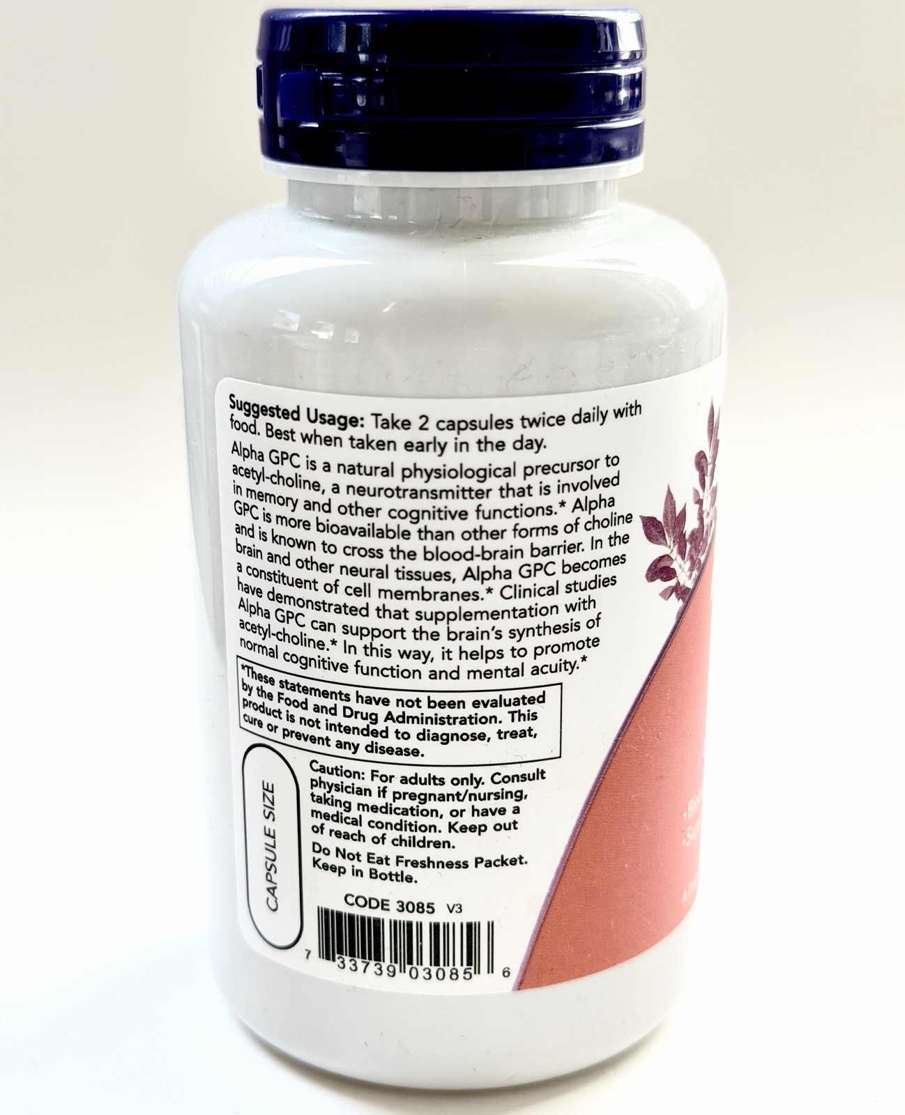 NOW Alpha GPC 300mg Cognitive Support Nootropic Veg Capsules 60 EXP 01/2029
