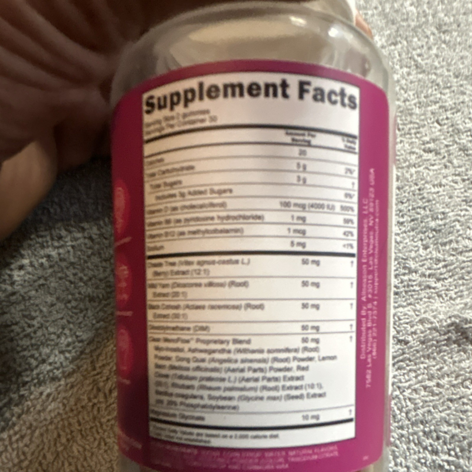Clean Nutra Menopause Support Gummies Chasteberry Wild Yam Ashwagandha 60ct