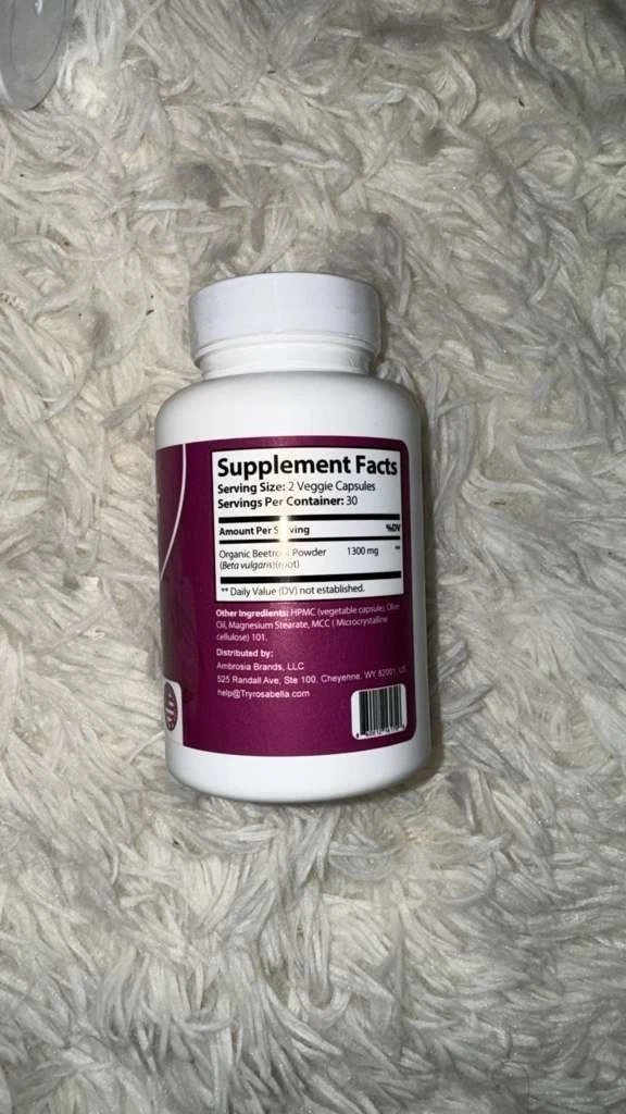 Rosabella Beetroot Dietary Supplement 60 Capsules 1300mg Per Serving 3 Pack