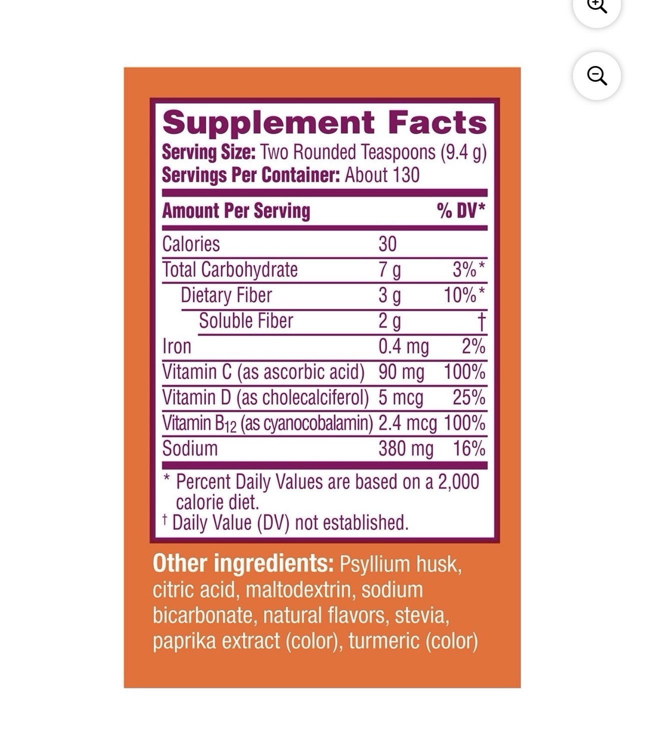 43 oz 130 Servings Metamucil Fizzy Psyllium Fiber Supplement + Metabolism