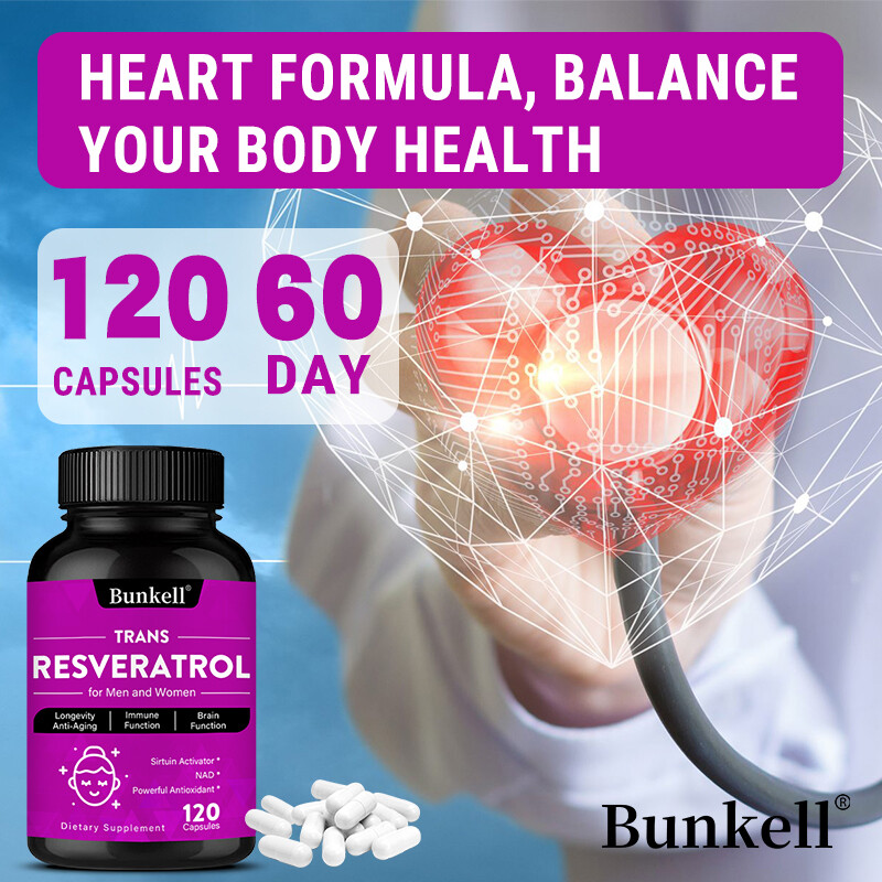 Resveratrol Capsules Anti-Aging Antioxidants, Brain & Immune Support