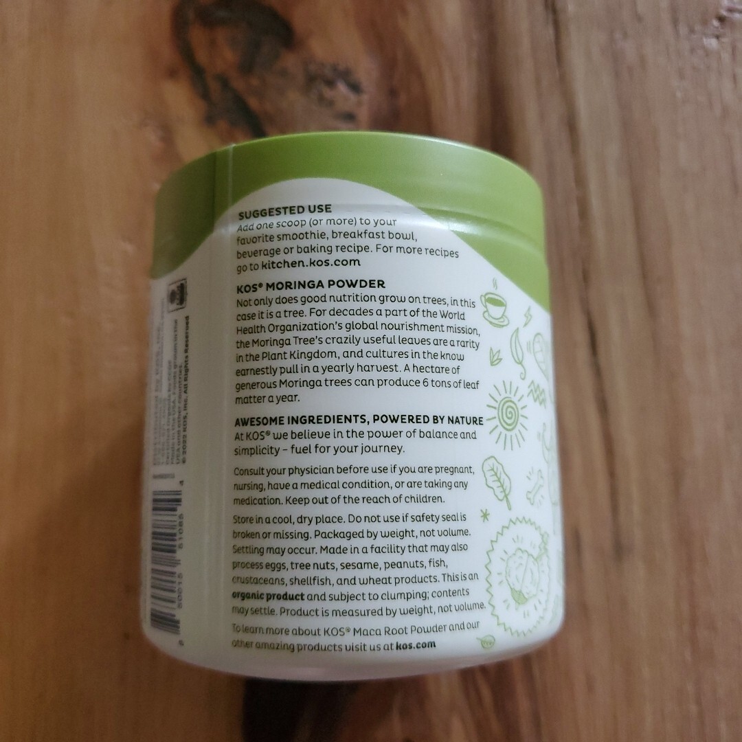 KOS Superfood Booster Organic Moringa Powder 2.5 oz exp 5/25