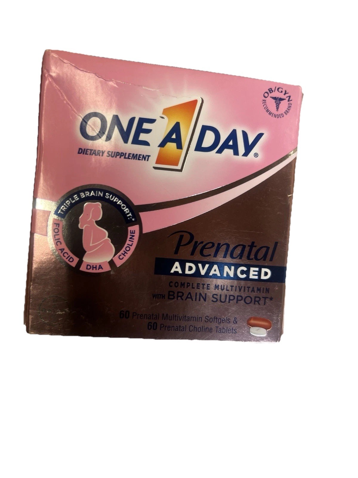 One A Day Prenatal Advanced Multivitamin Folic Acid DHA Chol 120 Pills Exp 11/26