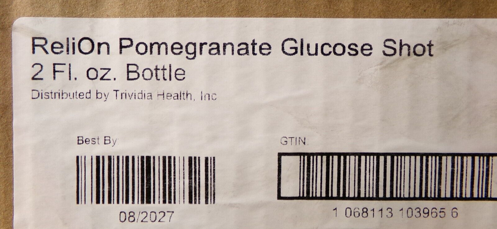 8ct ReliOn Glucose Shots 2oz Each, Pomegranate, 15g Fast-Acting Carbs, New S5