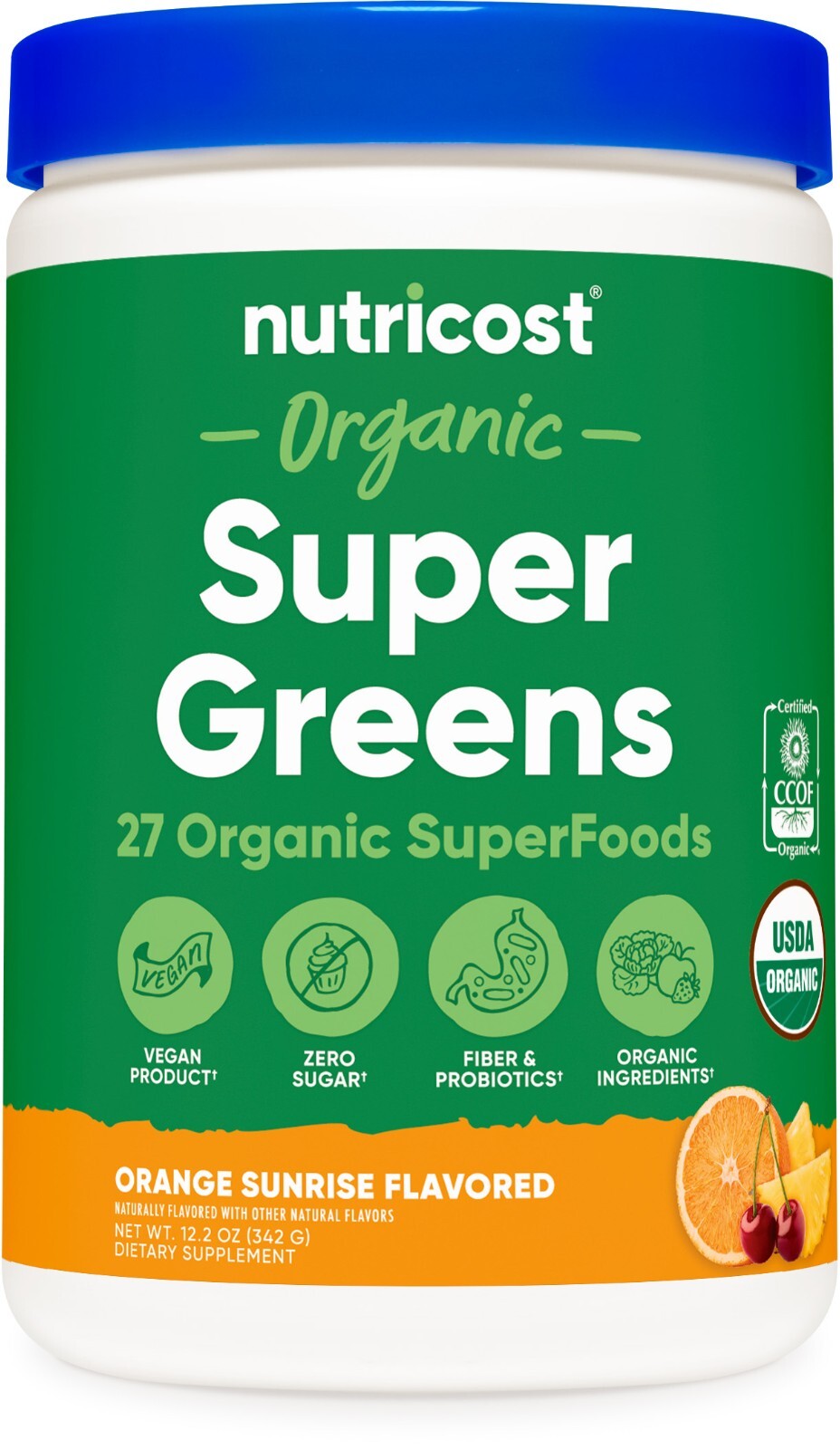 Nutricost Organic Super Greens Powder (30 Servings) Orange Sunrise Flavored
