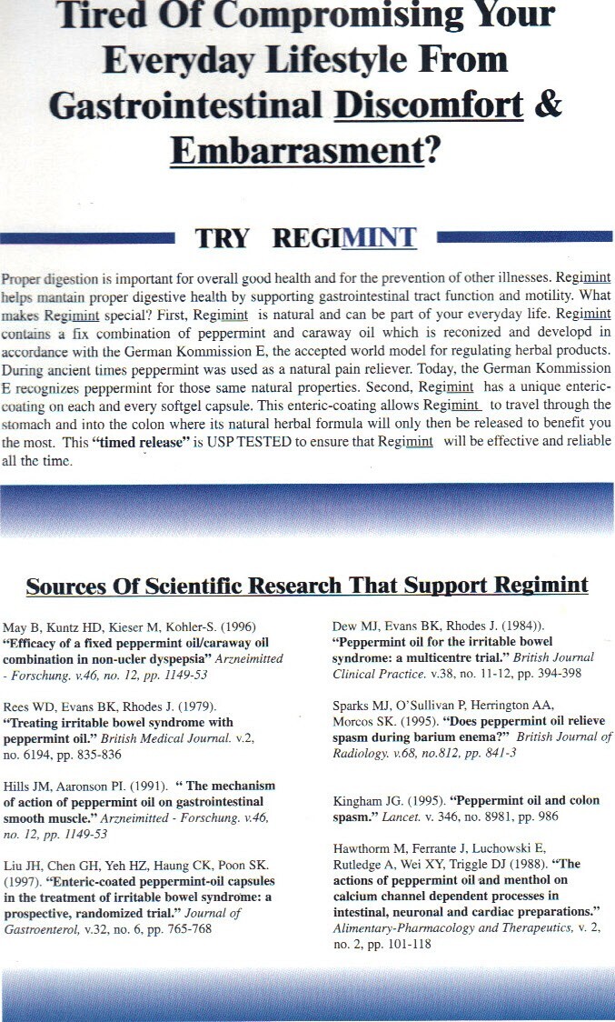 Regmint Peppermint Plus Caraway Oil For IBS Adult Colon Relief (3 Pk 300mg)