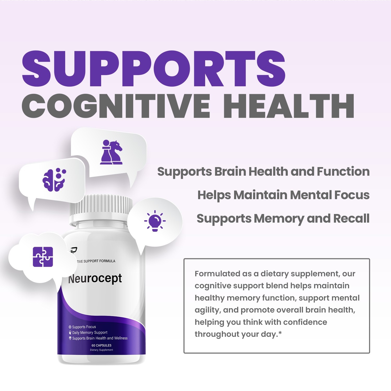 (2 Pack) Neurocept Supplement Capsules – Neurocept Natural Blend Memory Focus