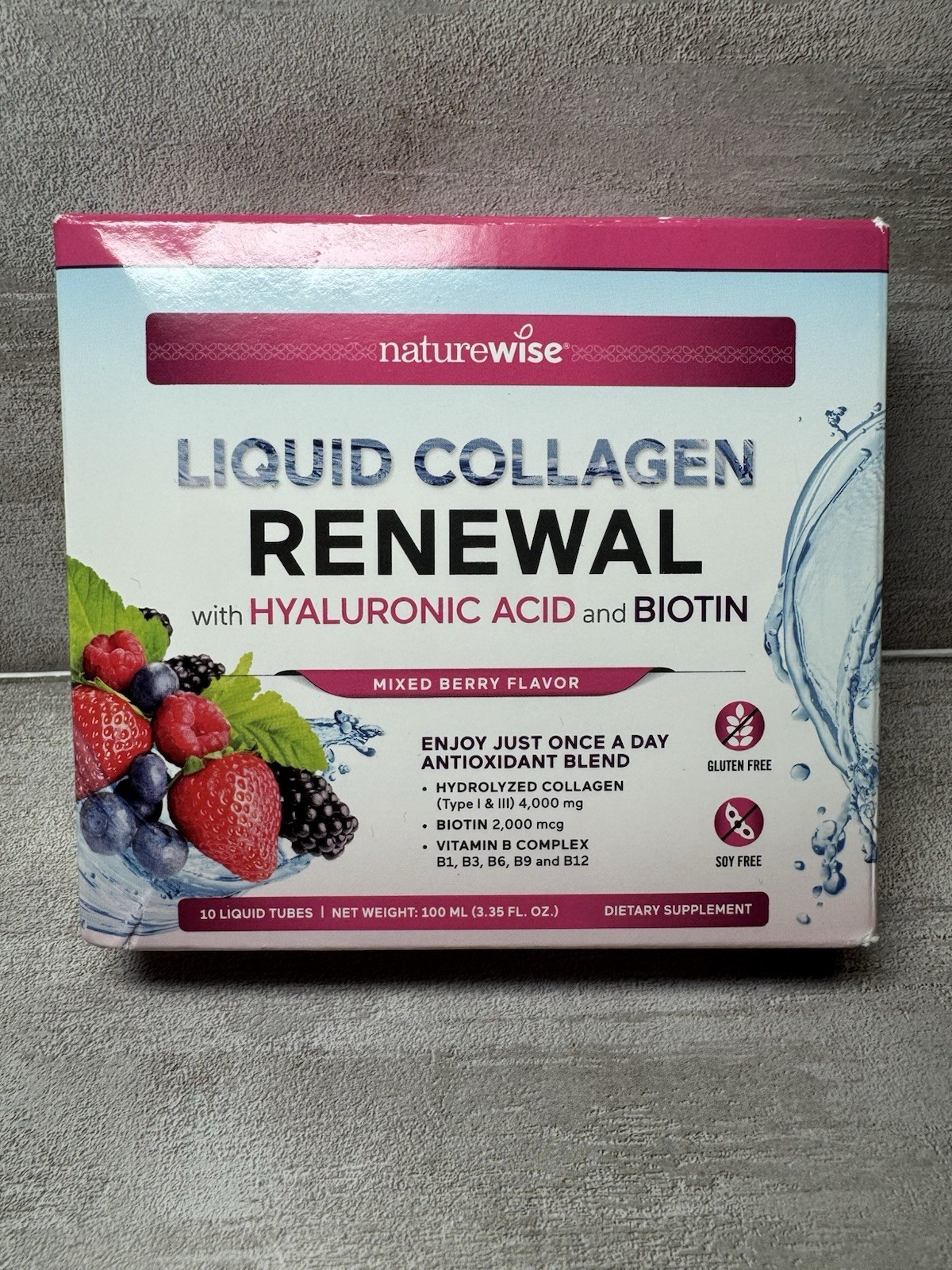 Naturewise Liquid Collagen Mixed Berry 10 Tubes Exp 05/2027