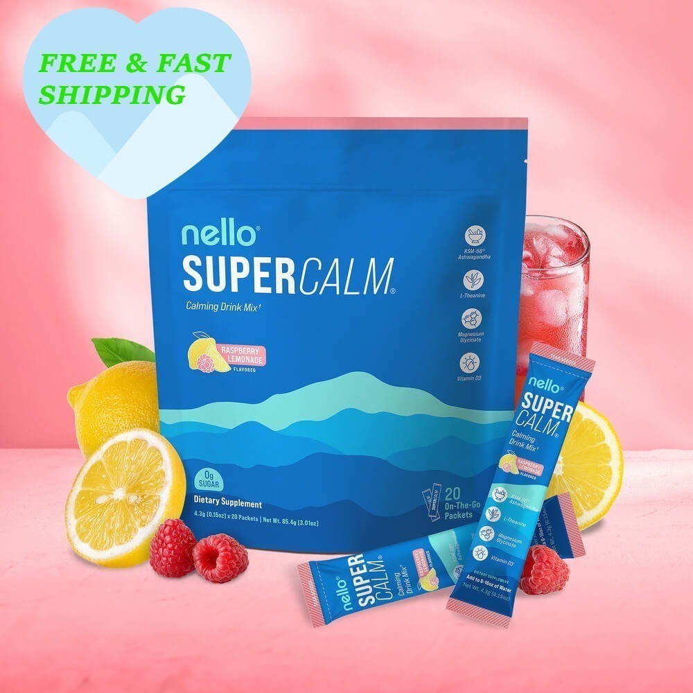 NEW Nello Supercalm – Calming Drink Mix with KSM-66 Ashwagandha, Vitamin D3//