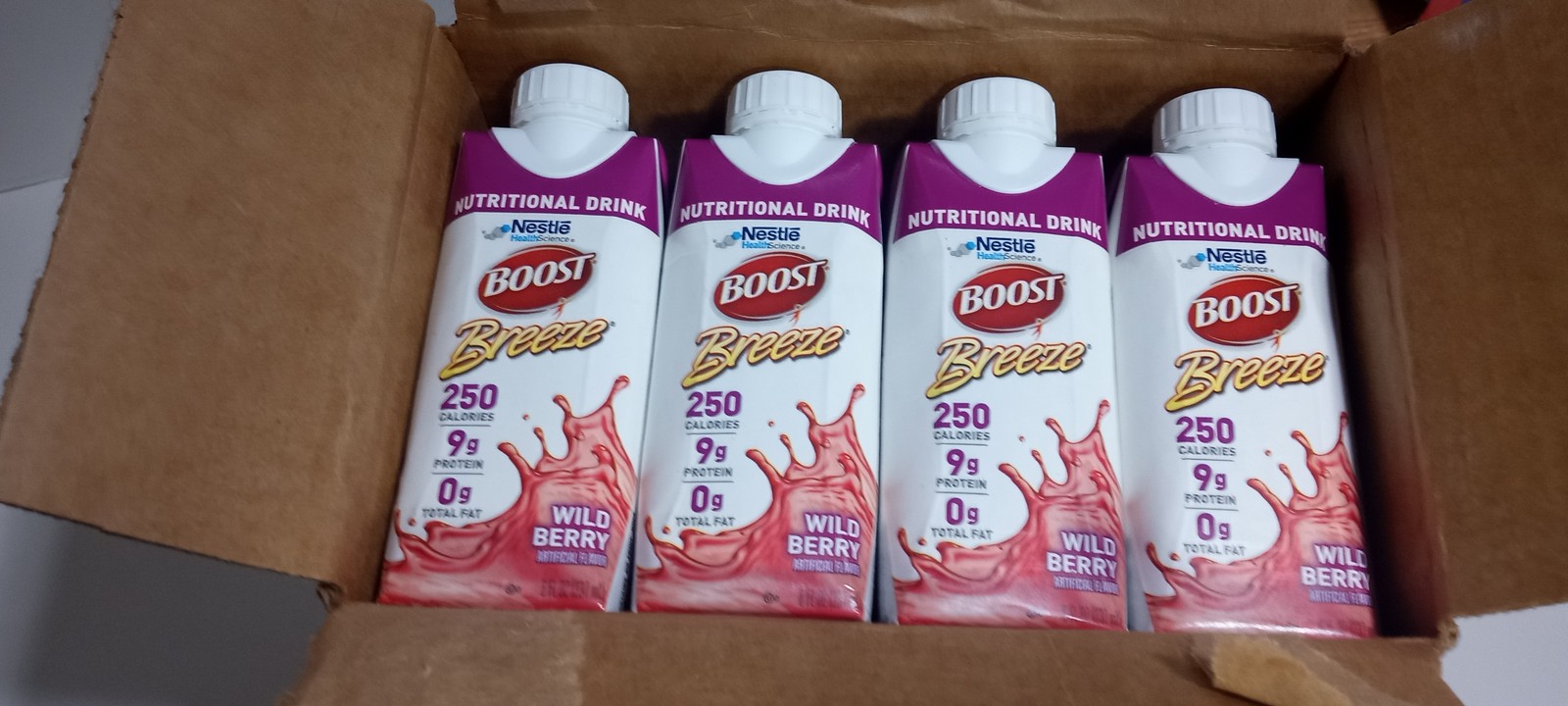 Boost Breeze Wild Berry Nutritional Drink 8 oz Cartons – 24 Count Case
