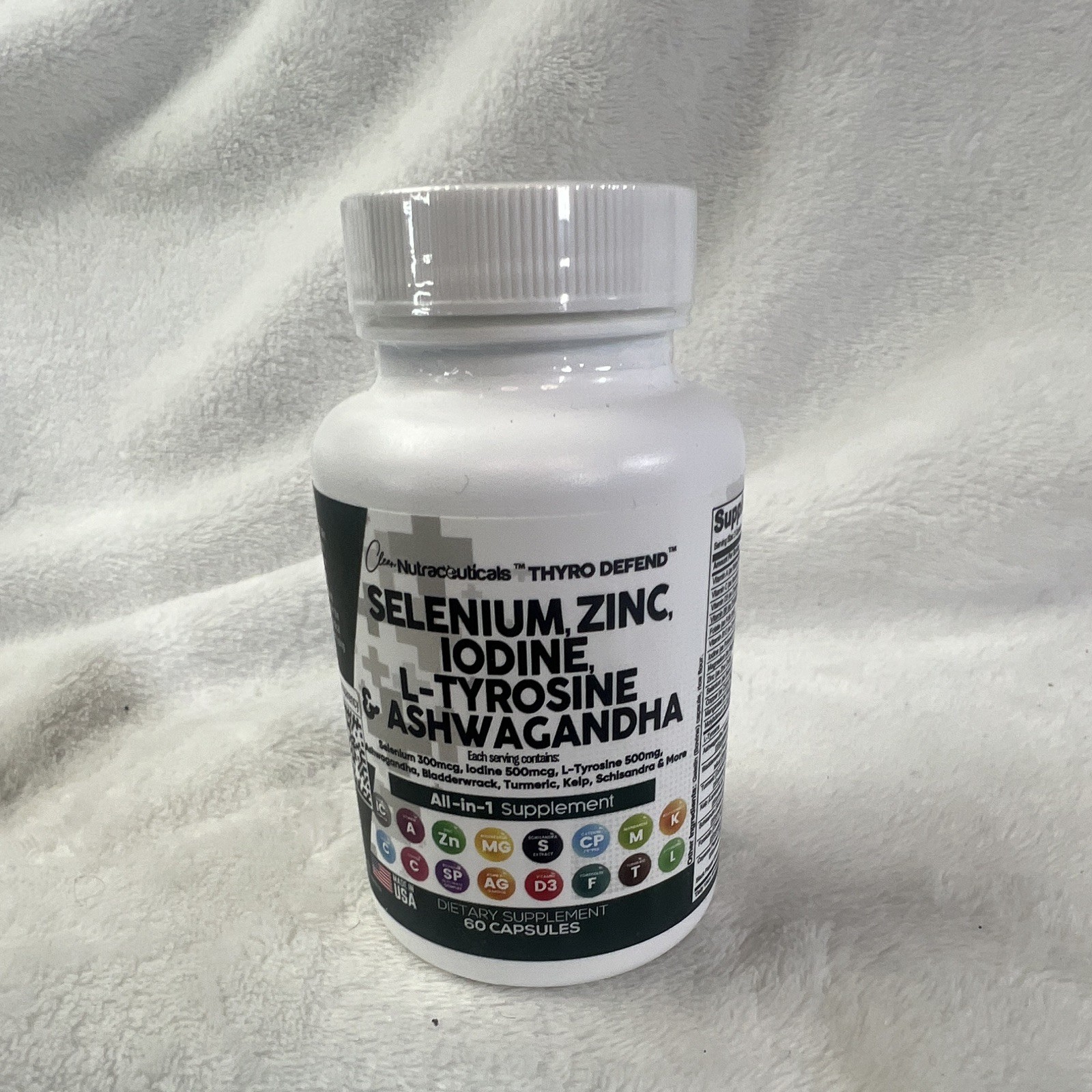 Clean Nutraceuticals Thyro Defend Thyroid Support Selenium Zinc Iodine 60 Caps