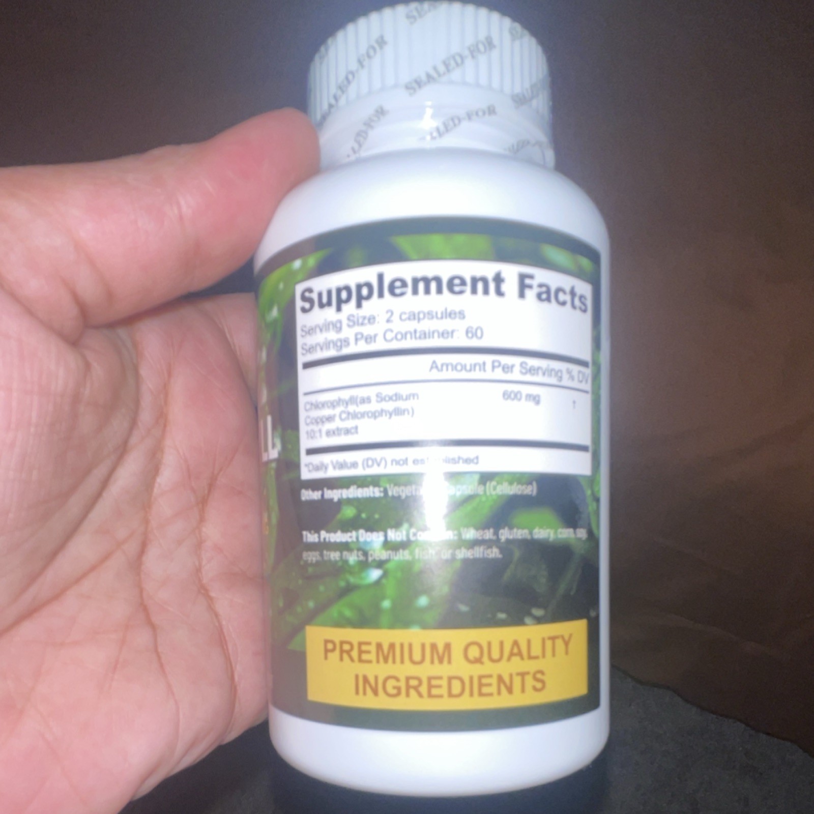 Airboy High Potency Chlorophyll 600mg 120 Capsules USDA Organic NSF Certified