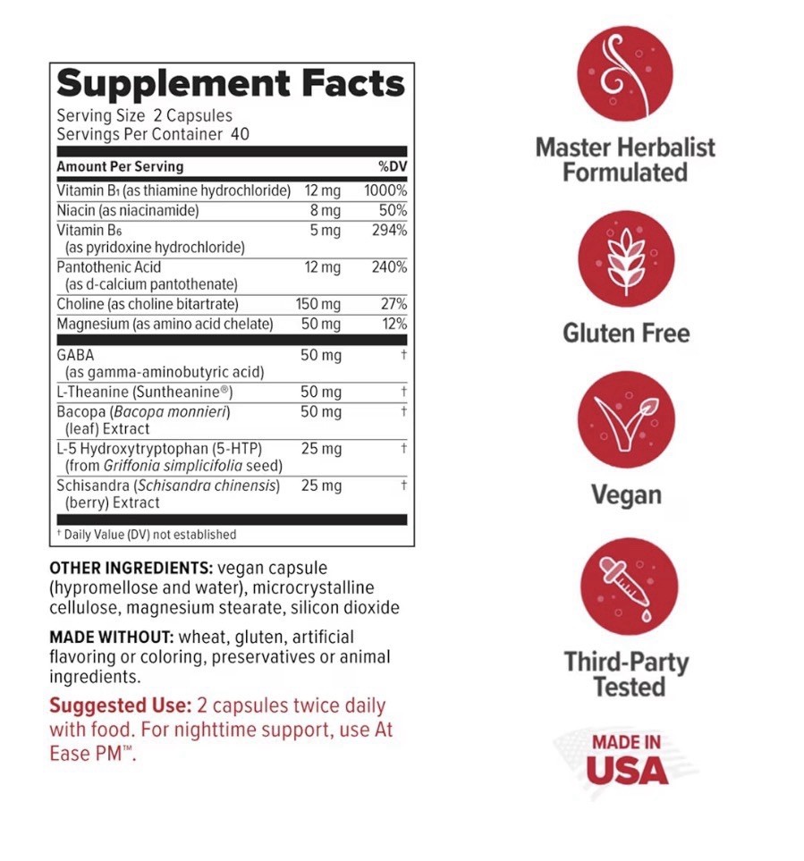 Redd Remedies True Ease Daytime Supports Attention Focus Naturally Calming 80cap